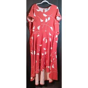 Lane Bryant Women’s 22 Starfish Coral/Red White Floral Midi Dress